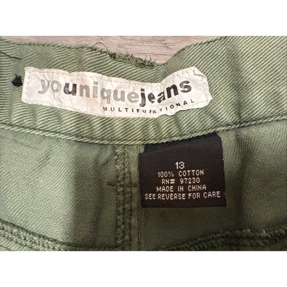 VTG Younique Jeans Women's Y2K Flare Zipper 90s Cargo Pockets Pants Grunge Sz 13 - Picture 6 of 9